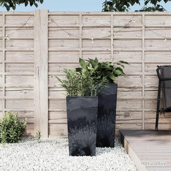 Jardinire et intrieur amovible anthracite PP aspect bton