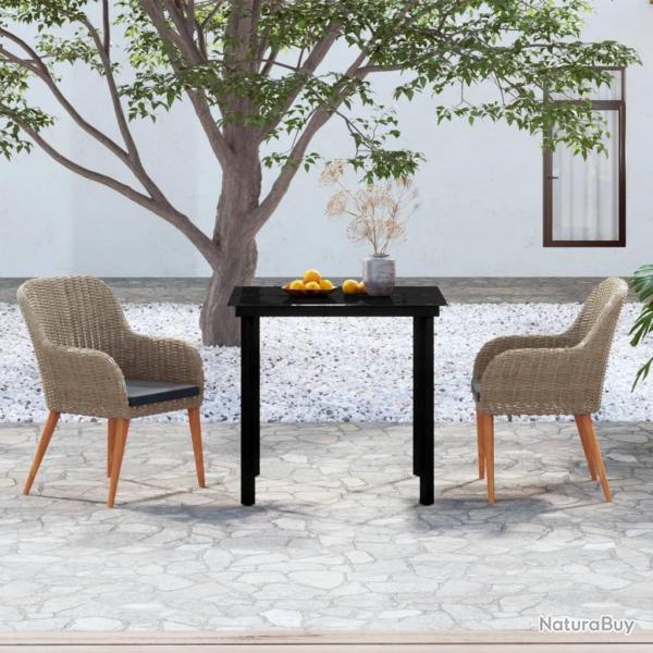 Ensemble  manger de jardin avec coussins 3 pcs marron