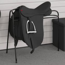 Porte-selle à 3 pieds autoportant noir fer