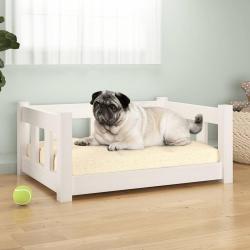 Lit pour chien Blanc 65,5x50,5x28 cm Bois de pin solide