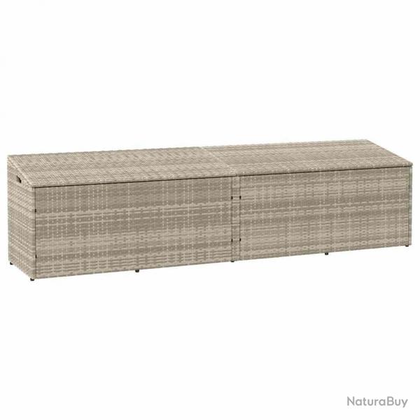 Bote de rangement de jardin gris clair 220x50x58 cm rotin