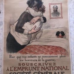 AFFICHE roulée SOUVENIR DU CAMP DU LARZAC, années 1920 1930, la Cavalerie, troupes, artillerie, char