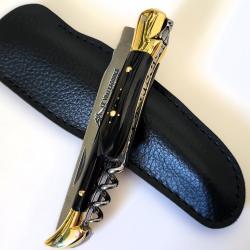 Couteau de collection Laguiole GUY FAYET 3 pièces Pointe de Corne Noir 20/11cm Joli Couteau