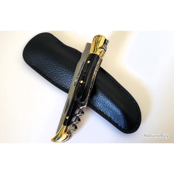 Couteau de collection Laguiole GUY FAYET 3 pices Pointe de Corne Noir 20/11cm Joli Couteau