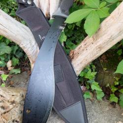 Machette Couteau GROS Kukkri Parang Lame Acier 3Cr13 Manche ABS Etui Nylon Tactical 001