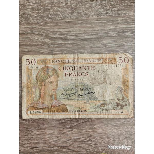Billet 50 francs Crs
