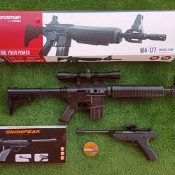 PACK-1 Carabine PCP à pompe M4-177 Bbs et Plomb Cal. 4,5 mm  + Pistolet-Laser SP500  Cal. 4,5 mm