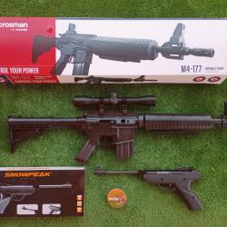PACK-2 Carabine PCP à pompe M4-177 Bbs et Plomb Cal. 4,5 mm  + Pistolet SP500  Cal. 4,5 mm