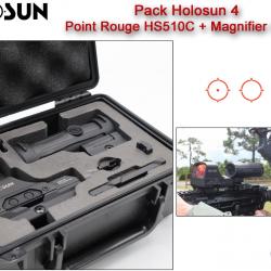 Pack Holosun 4 - Point Rouge HS510C + Magnifier HM3X avec Malette