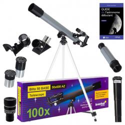 Pack Télescope Levenhuk Blitz 50 Base avec Zoom, Oculaires et Accessoires