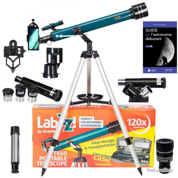 Tlescope Astrophotographie Levenhuk LabZZ TK60 avec Zoom, Oculaires et Accessoires