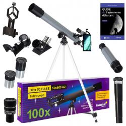 Télescope Astrophotographie Levenhuk Blitz 50 Base avec Zoom, Oculaires et Accessoires