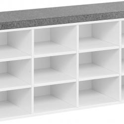 Banc à Chaussures, Organiseur de Chaussures avec 12 Compartiments -  Blanc Nuage et Gris Tourterelle