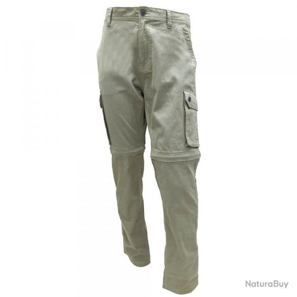 Soldes ! Pantalon treillis homme transformable 3 en 1 pantacourt et bermuda beige