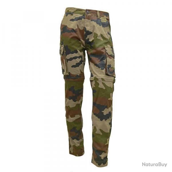 Soldes ! Pantalon treillis homme transformable 3 en 1 pantacourt et bermuda camouflage CE