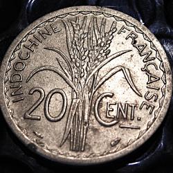Indochine piece de 20 Cent 1945 ttb alu République Française