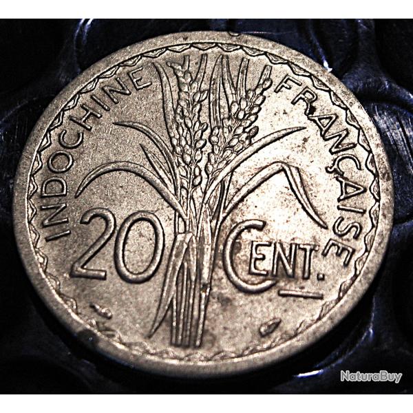 Indochine piece de 20 Cent 1945 ttb alu Rpublique Franaise
