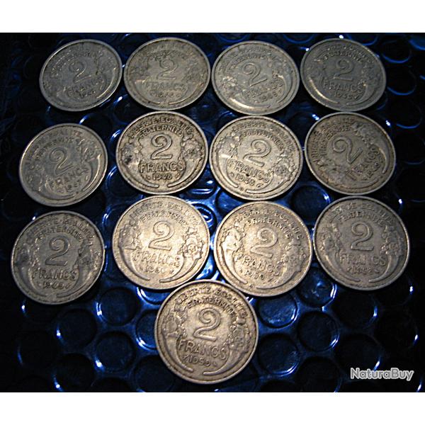 France 12piece de 2 francs (morlon) 1941- 1959 alu Rpublique franaise