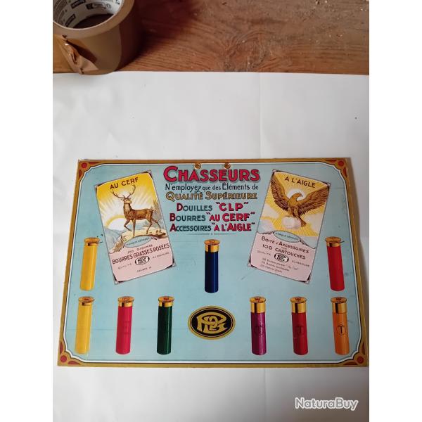 Ancienne publicit  en carton  pour les douilles  bourres et accessoires