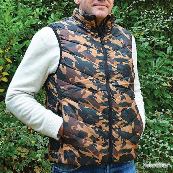Soldes ! Gilet chauffant camo CE + power bank
