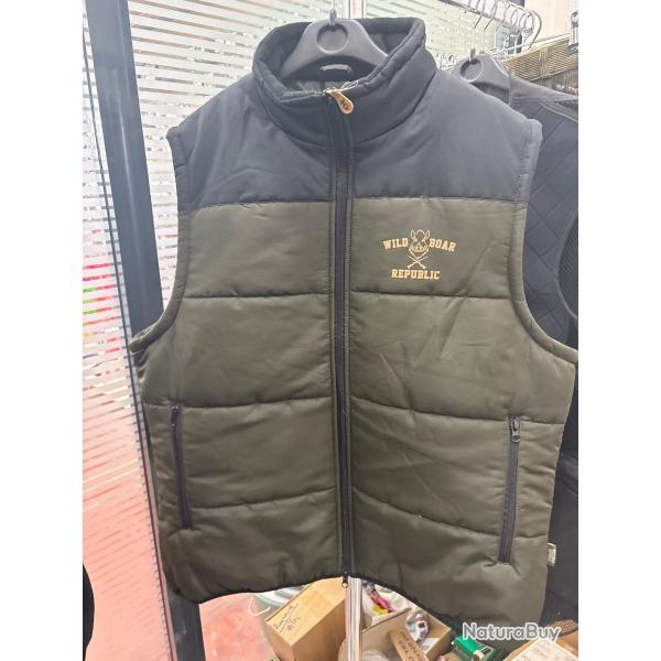 !! NEUF !! GILET POLAIRE KAKI PERCUSSION WILD BOAR REPUBLIC XL