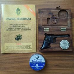 Pistolet à Percussion Davide Pedersoli Remington Derringer Rider Jaspé Cal. 4,3 mm + Coffret Bois