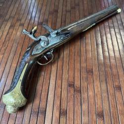 BEAU LUXUEUX PISTOLET D'ARÇON A SILEX EMPIRE OTTOMAN ORIENTAL RICHEMENT DÉCORÉ  XVlll éme