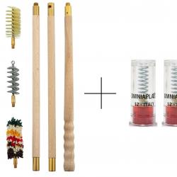 Kit de nettoyage avec baguette, 3 écouvillons et 2 cartouches de manipulation pour calibre 12