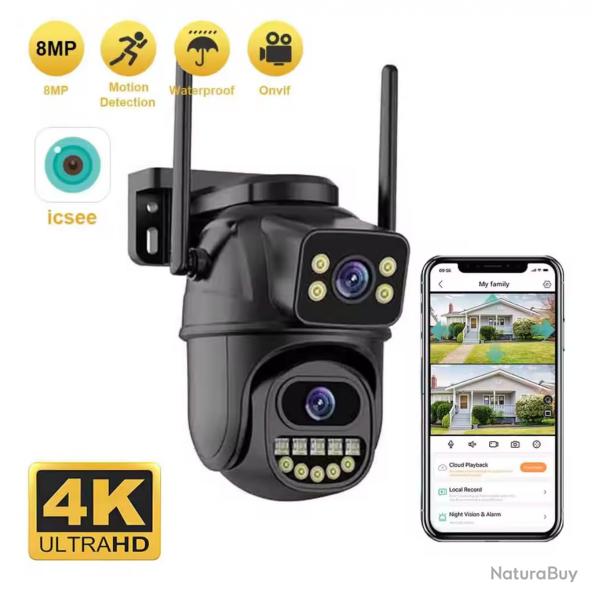 Camra de surveillance extrieure WiFi 4K 8MP