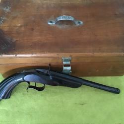MAGNIFIQUE PISTOLET DE TIR ARTISANAL LIÉGEOIS CAL 6m/m  ou 5.5m/m à Bosquette