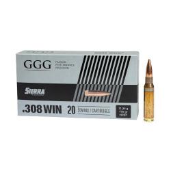 BOITE DE 20 CARTOUCHES GGG CAL.308WIN HPBT 175GR