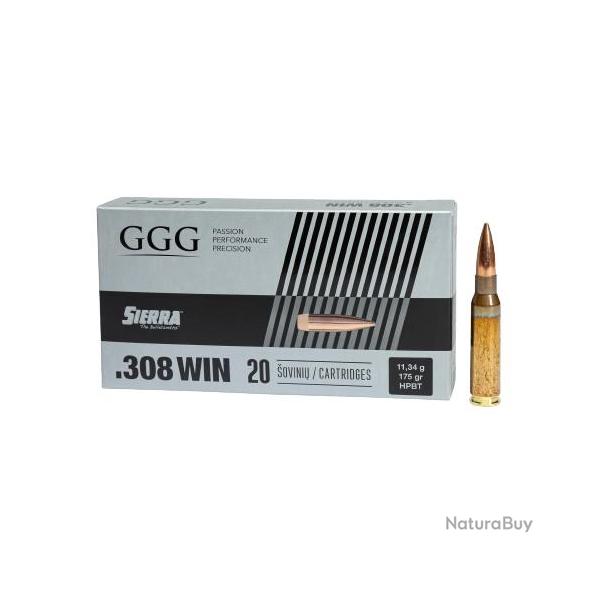 BOITE DE 20 CARTOUCHES GGG CAL.308WIN HPBT 175GR