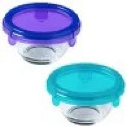Lot de 2 récipients empilable verre 0,20L bleu violet 11x11x6cm