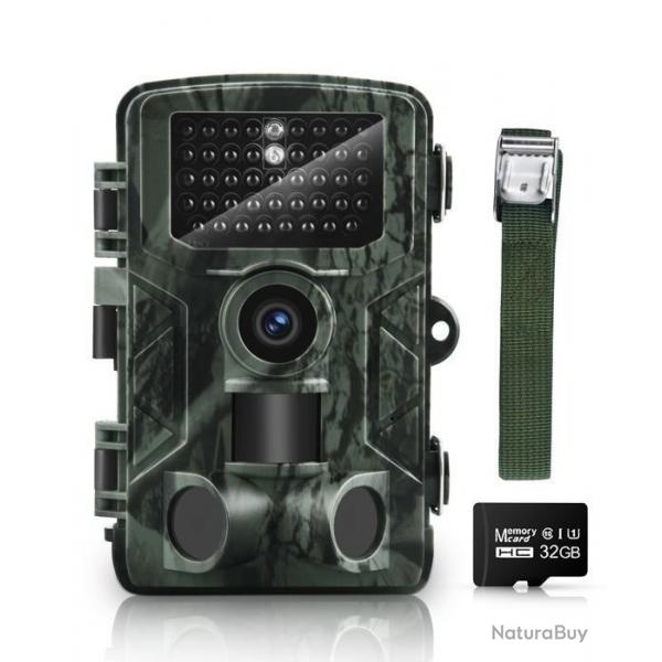 Camra de Chasse 50MP 4K Etanche pour Observation Animaux Sauvages + 32G Carte Micro SD
