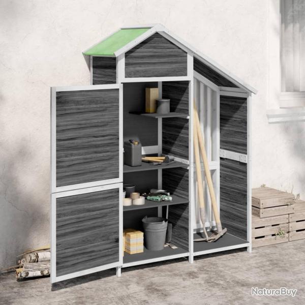 Abri  outils de jardin gris 120x53,5x170 cm bois massif pin