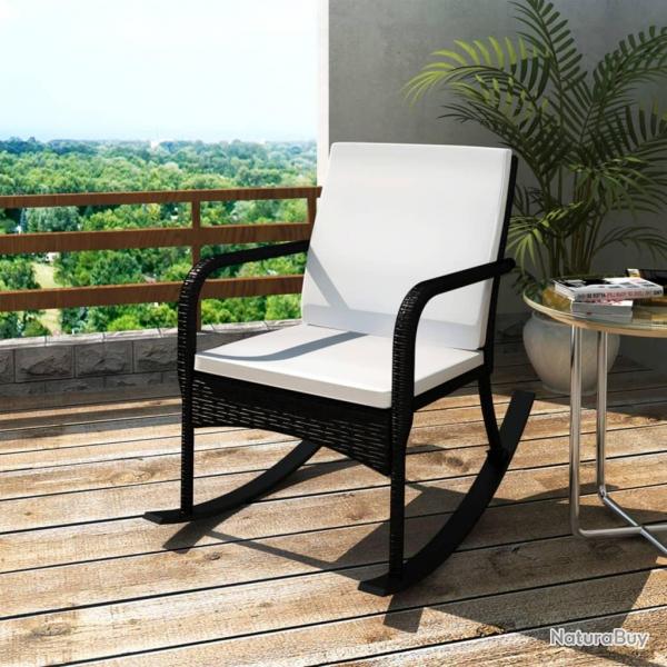Chaise  bascule d'extrieur Noir Rsine tresse