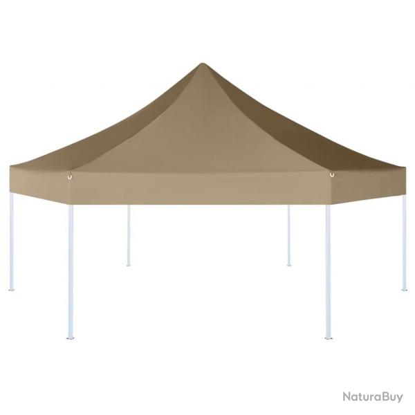 Chapiteau hexagonal pliable 3,6x3,1 m taupe 220g/m