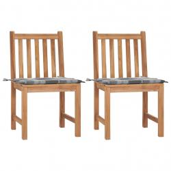 Chaises de jardin lot de 2 avec coussins Bois de teck massif