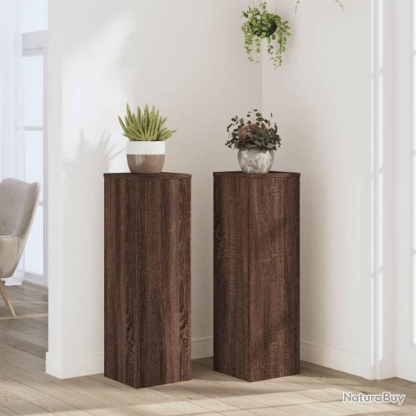 Supports pour plantes 2 pcs chne marron bois d'ingnierie