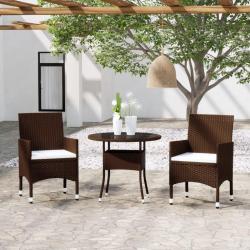 Ensemble à manger de jardin 3pcs Résine tressée Marron