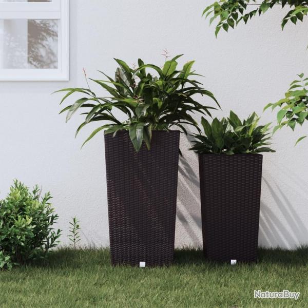 Jardinire et intrieur amovible marron 21 /49 L rotin PP