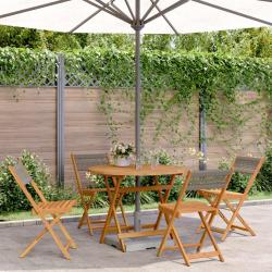 Ensemble à manger de jardin 5pcs gris polypropylène bois massif