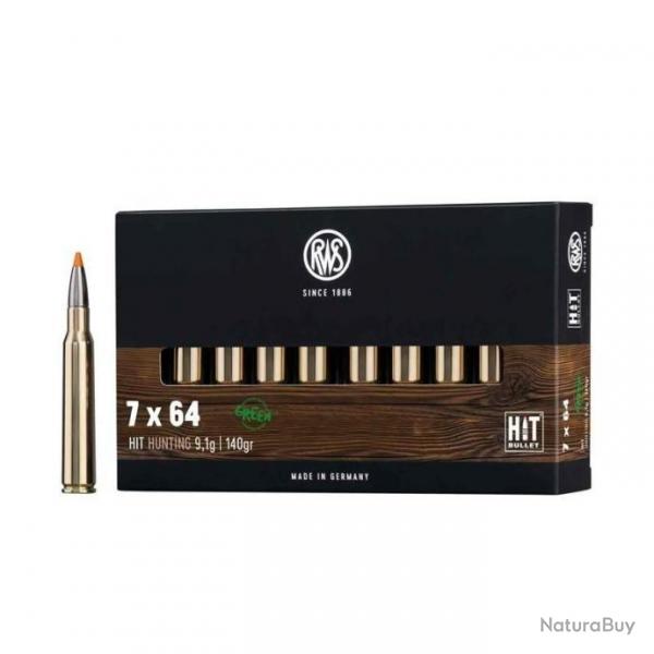 Munitions RWS 7x64 HIT Green 9.1g 140gr x2 boites