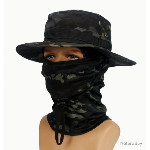 Ensemble Bob + Cagoule Treillis Noir