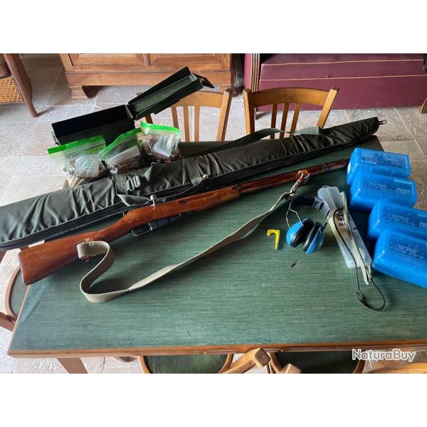 Fusil Mosin Nagant de 1938 mono matricule cal: 7.62x54R avec ses munitions et ses accessoires