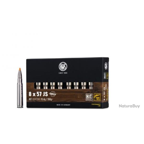 Munitions RWS 8x57 JS HIT Green Short Rifle 10.4g 160gr x2 boites