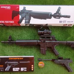 PACK-16 Carabine PCP à pompe M4-177 Bbs et Plomb Cal. 4,5 mm + Pistolet-Laser SP500 4,5 mm + Red Dot