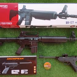 PACK-17 Carabine PCP à pompe M4-177 Bbs et Plomb Cal. 4,5 mm + Pistolet-Laser SP500 4,5 mm