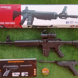 PACK-19 Carabine PCP à pompe M4-177 Bbs et Plomb Cal. 4,5 mm + Pistolet SP500 4,5 mm + Red Dot