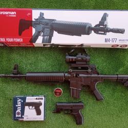 PACK-20 Carabine PCP à pompe M4-177 Bbs et Plomb 4,5 mm + Pistolet-Laser Daisy 426, 4,5 mm + Red Dot